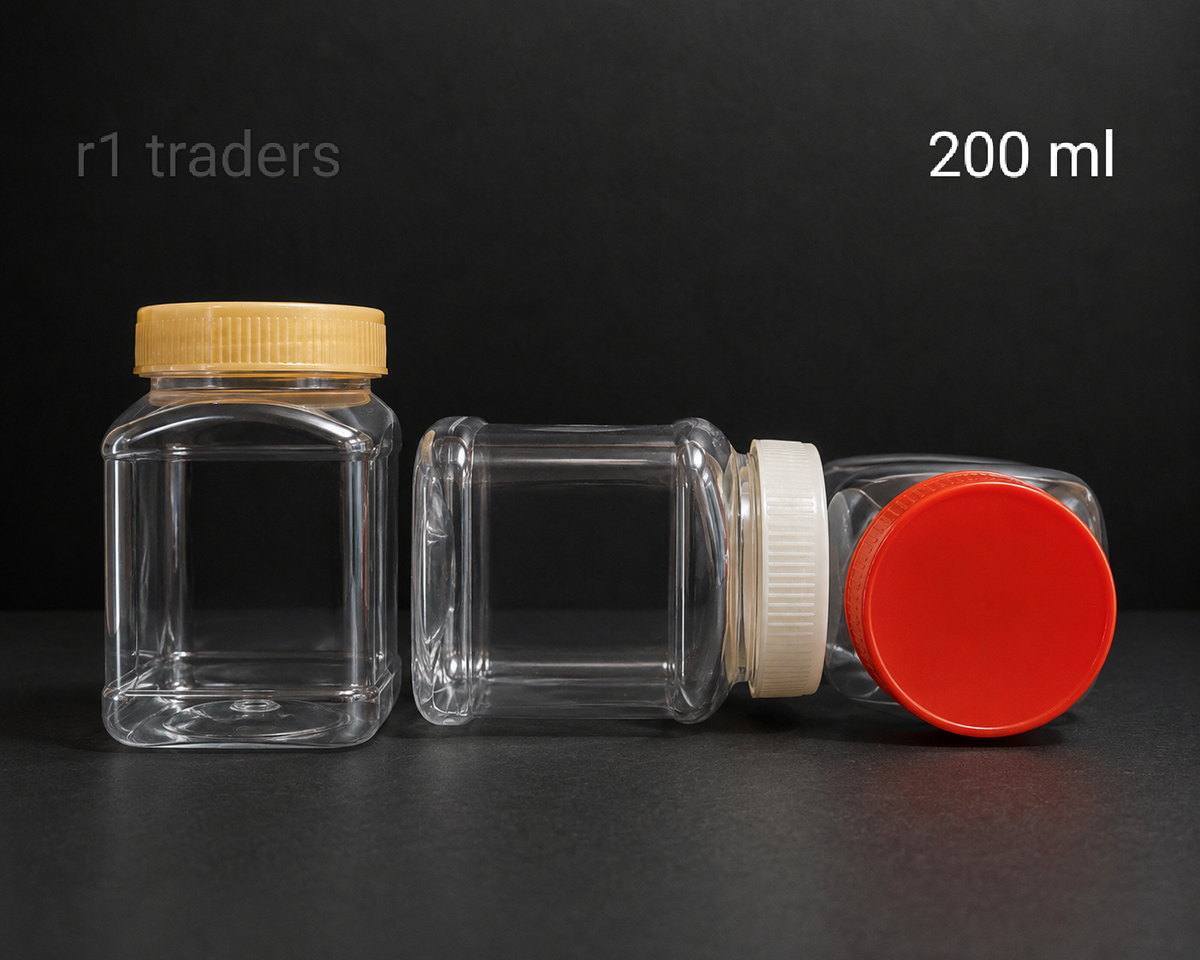 200 ML Square PET Jar 53 mm cap 224 pcs